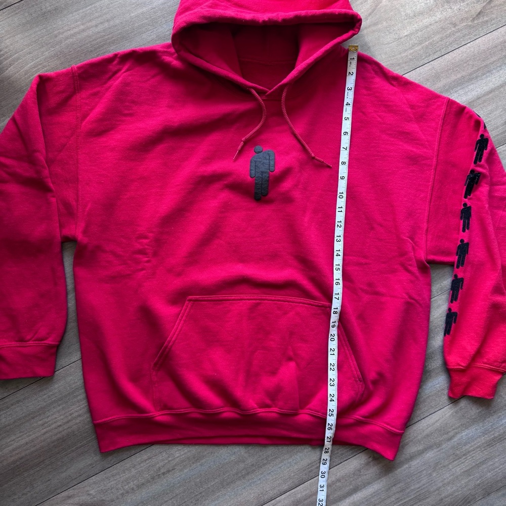 Billie Eilish Official Merch Hoodie Puff Print Size XL Red - Picture 4 of 8